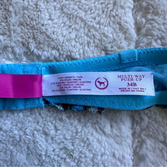 Victoria's Secret PINK | Blue Leopard Strapless Multi Way Push Up Bra | Size 34B - Picture 9 of 10
